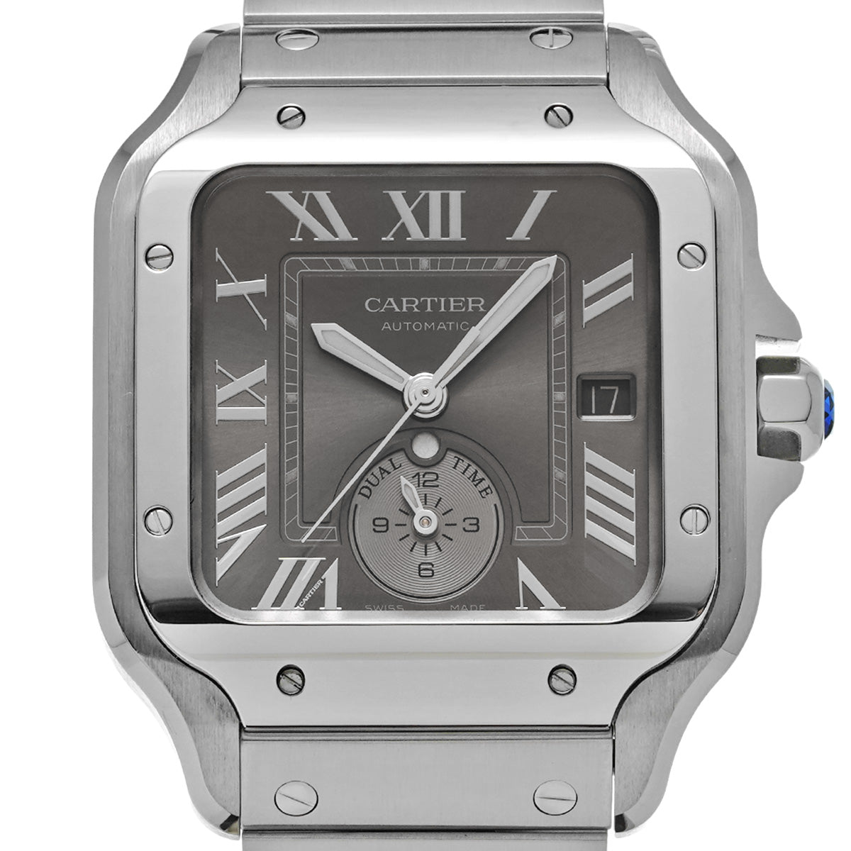 Santos de Cartier Dual Time Zone WSSA0076 Gray CARTIER Men's [Pre-Owned]