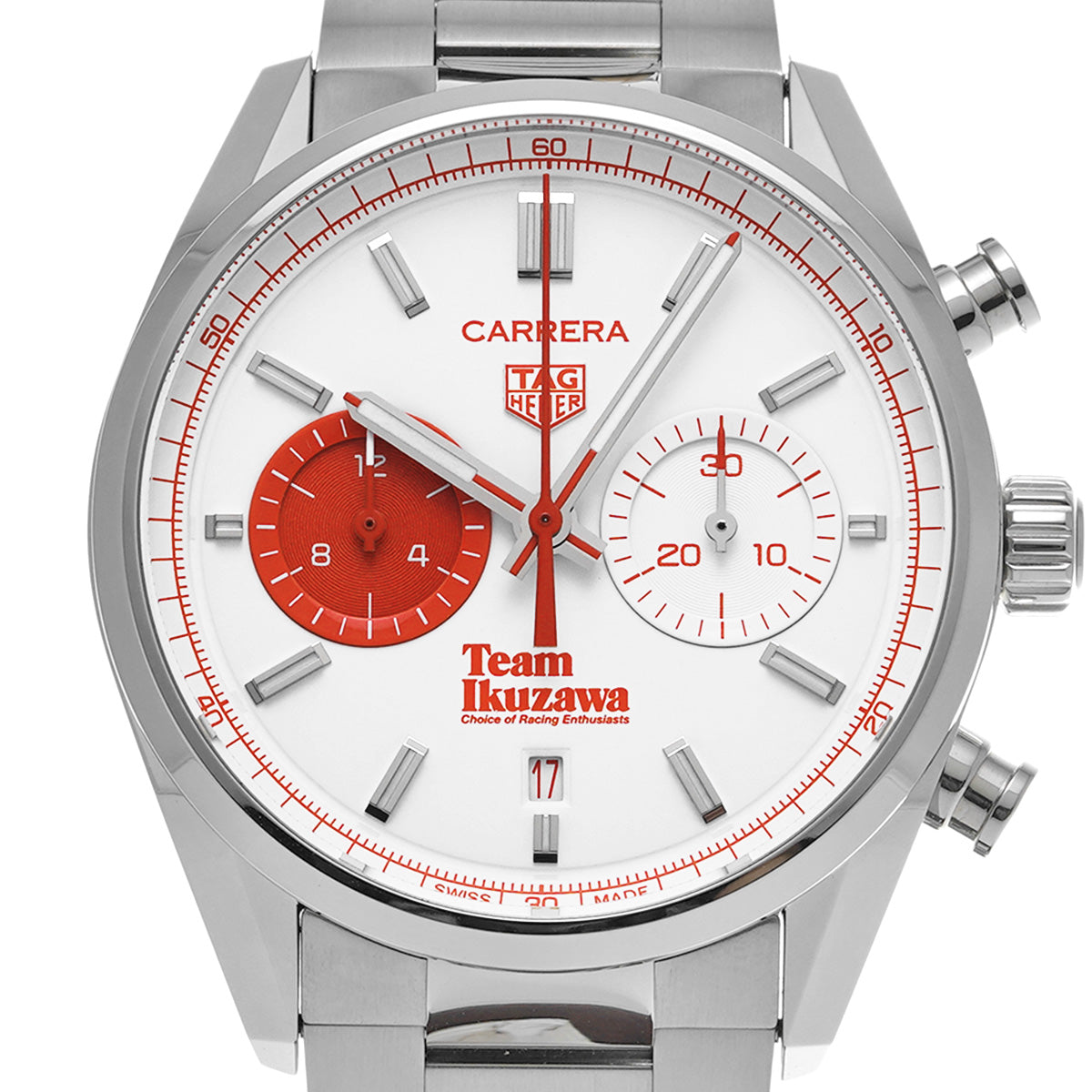 CARRERA CALIBRE HOYER 02 Chronograph Team IXAWA BY Bamford CBN201F.EB0356 White Opaline/Red TAG HEUER Mens [Pre-Owned].