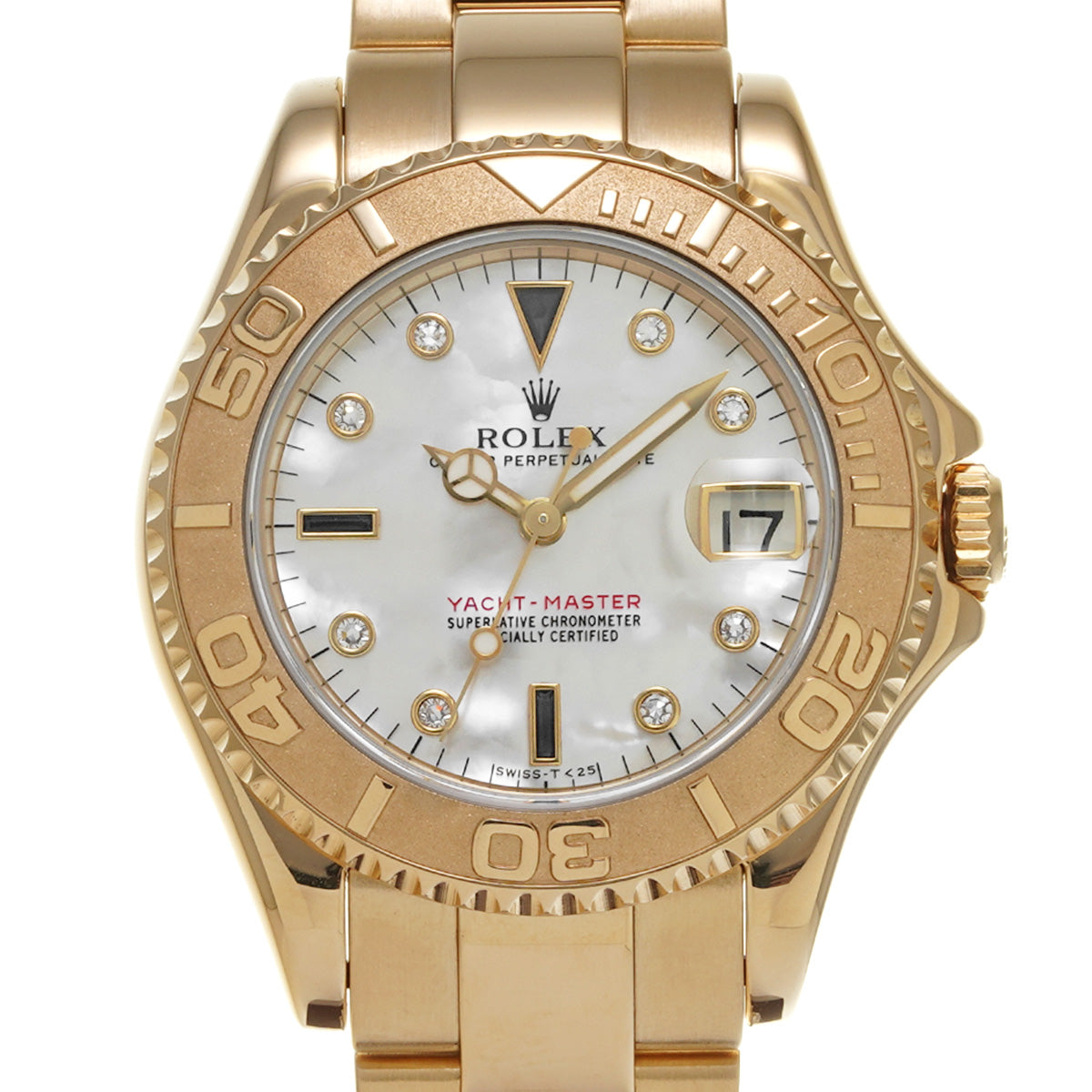 Yacht-Master 34 68628NGS W No. (manufactured circa 1995) White MOP/Diamond/Sapphire ROLEX Unisex [Pre-Owned].