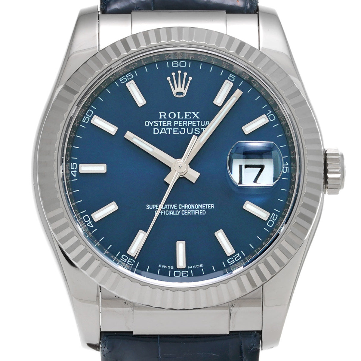 DATE JUST 116139 F (manufactured circa 2004) Blue ROLEX Men's [Pre-Owned].