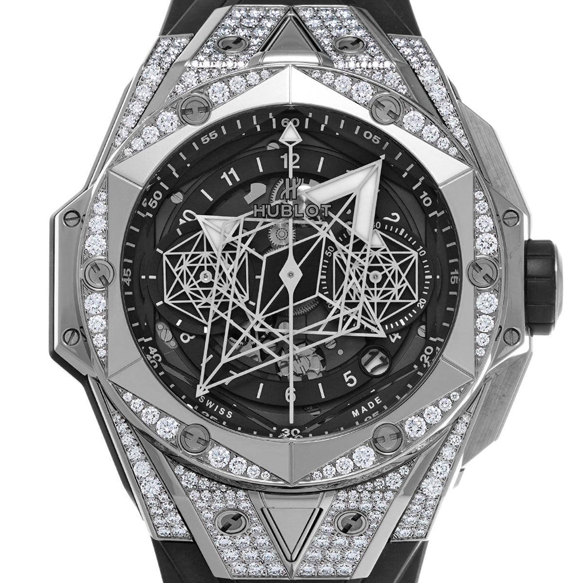 Big Bang Unico Sun Blue II Titanium Pave 418.NX.1107.RX.1604.MXM20 Black Skeleton HUBLOT Men's [Pre-Owned].