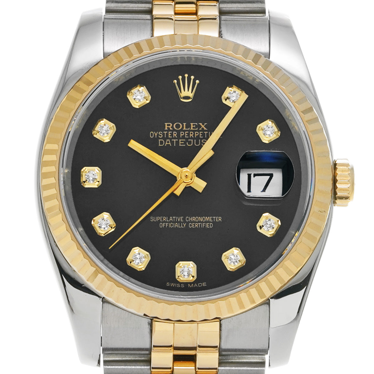 DATE JUST 116233G Random Serial Black/Diamond ROLEX Men's [Pre-Owned].