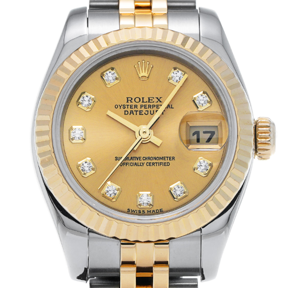 DATE JUST 179173G F (made around 2004) Champagne/Diamond ROLEX Ladies [Pre-Owned].